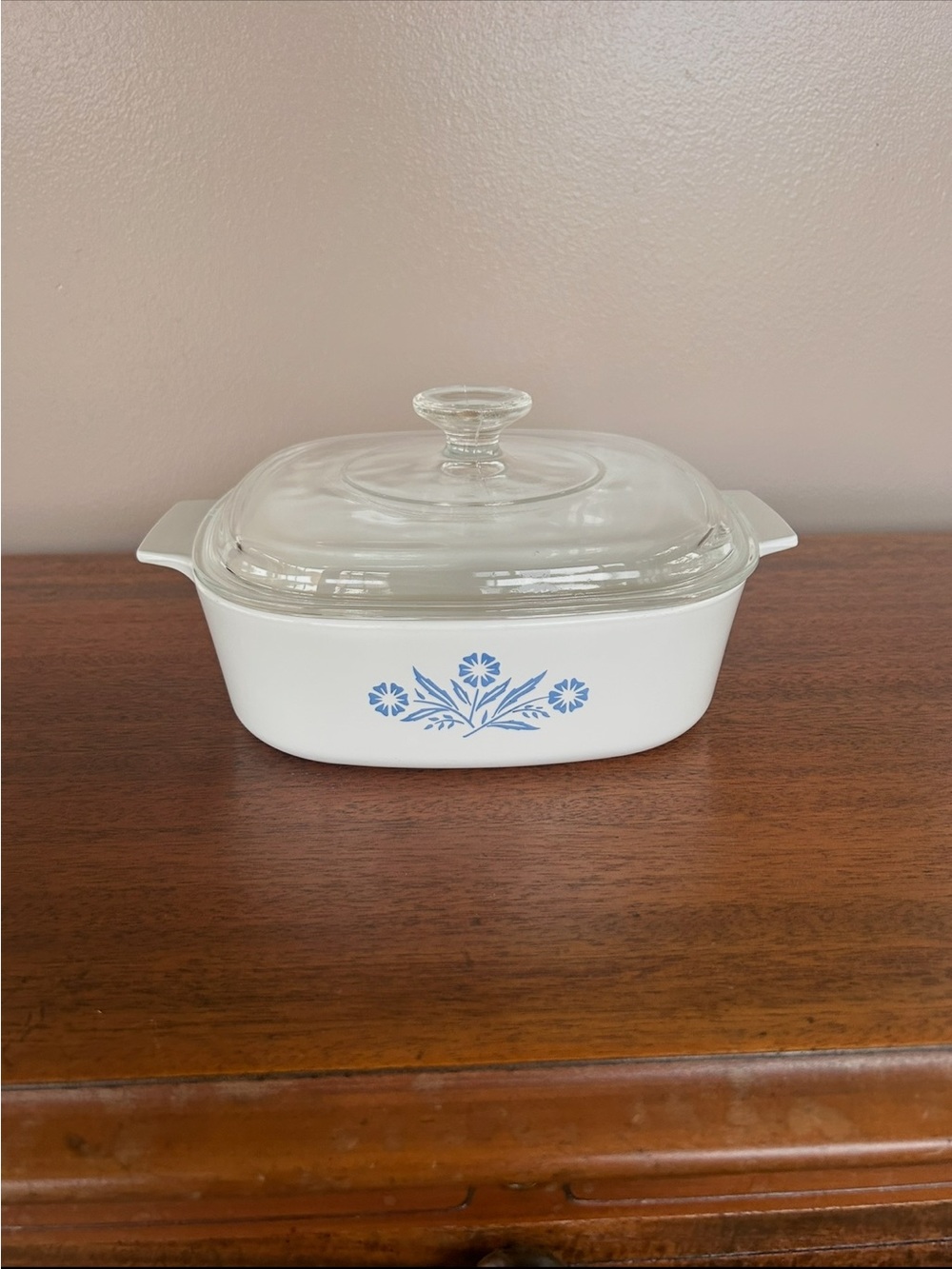 VTG Blue Cornflower Corning Ware 2 Quart Casserole Dish A-2-B with Pyrex Lid